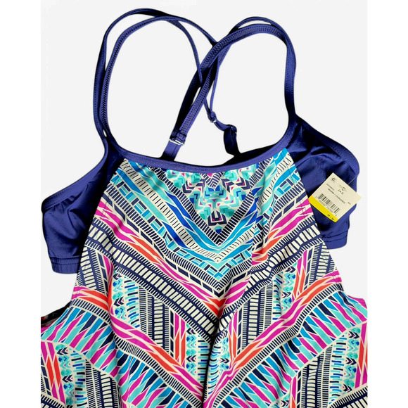 NWT JAG Chevron Print Cross Back Tankini Top Swimsuit Women's S & M Available - Picture 5 of 7